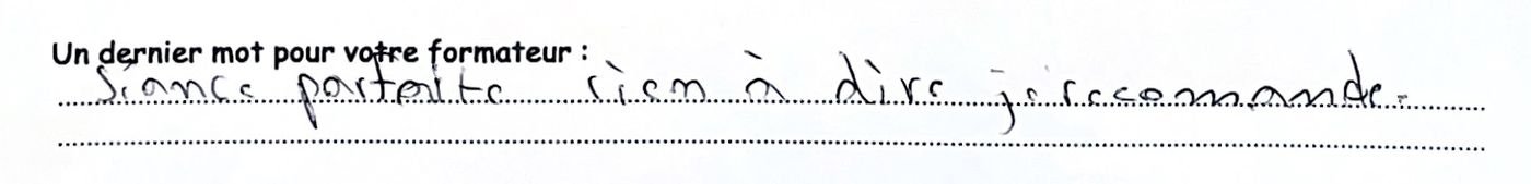 Avis manuscrit d'un stagiaire Compétence Réflexe