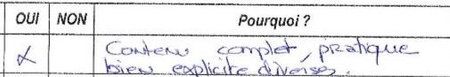 Avis manuscrit d'un stagiaire Compétence Réflexe
