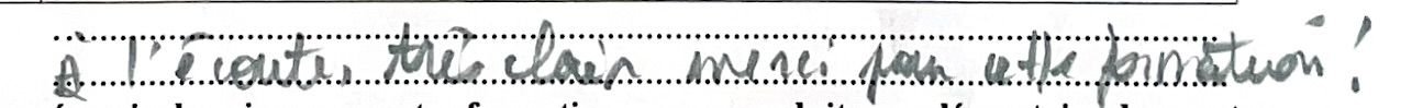 Avis manuscrit d'un stagiaire Compétence Réflexe